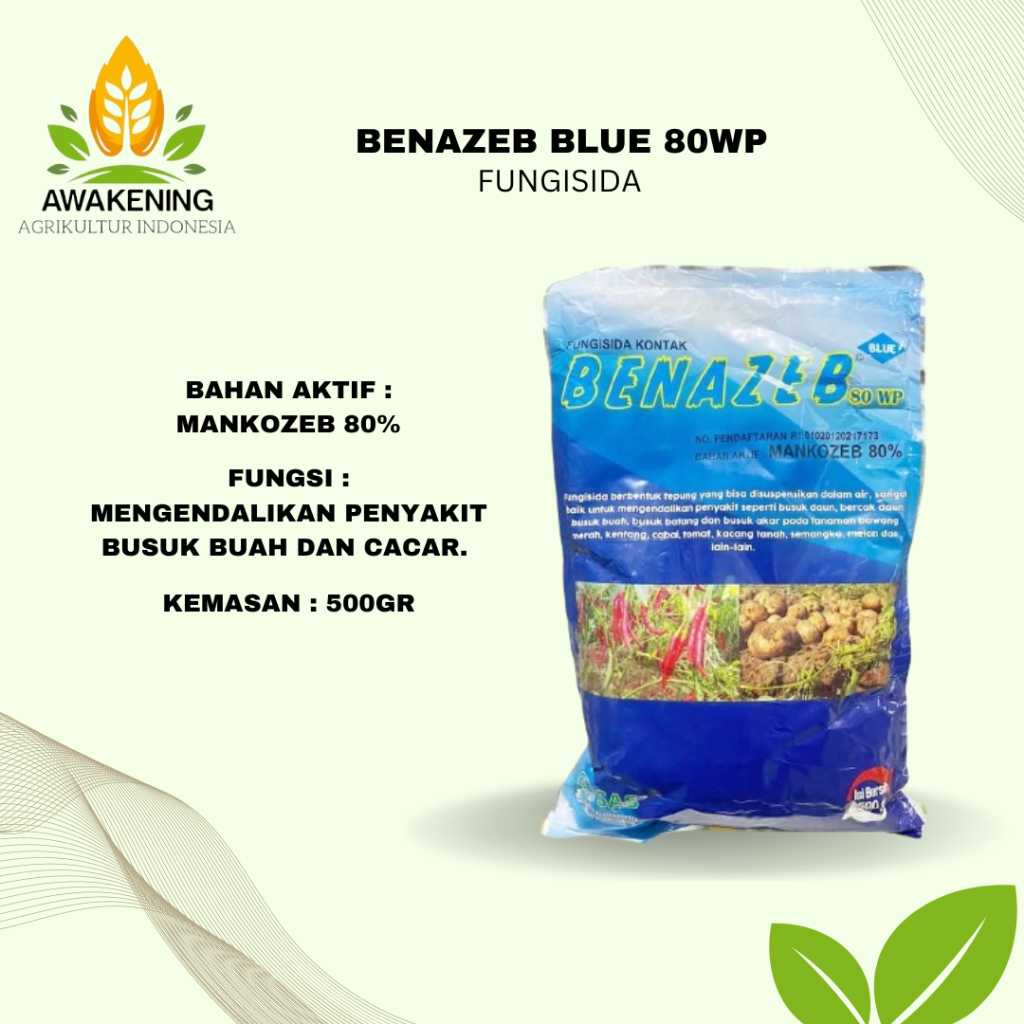 BENAZEB BLUE 80WP 500gram FUNGISIDA MANKOZEB BIRU