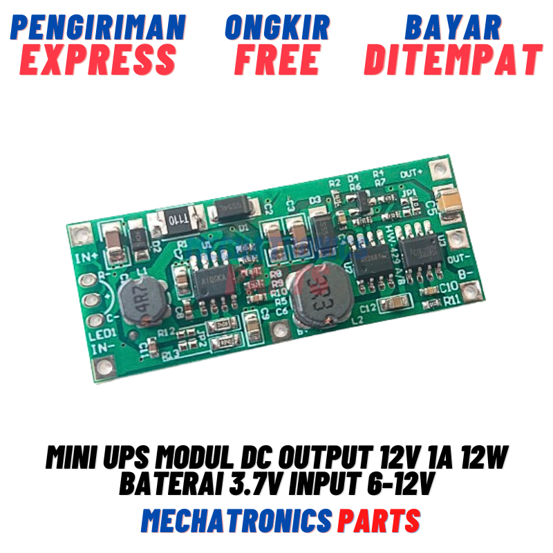 Mini UPS Modul DC Output 12V 1A 12W Baterai 3.7V Input 6-12V Power Supply Step Up Charging 18650