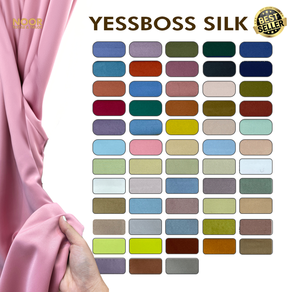 Silk POLOS | YessBoss Silk - Bahan Kain Polosan | Kain Bridesmaid PREMIUM | Kain Meteran Termurah