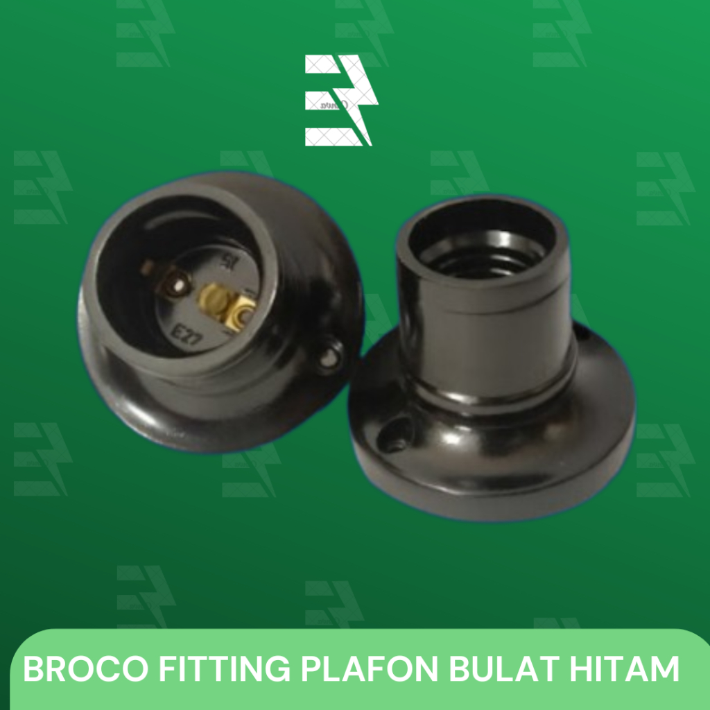 FITTING LAMPU PLAFON / COR / KAYU BROCO BULAT HITAM