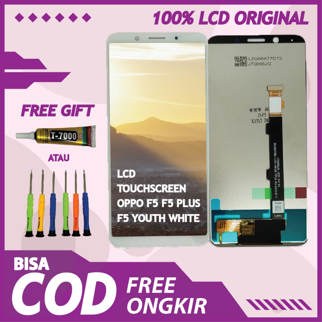【ORIGINAL 100%】LCD TOUCHSCREEN OPPO F5/ F5 PLUS/ F5 YOUTH WHITE FULLSET TOUCHSCREEN / ORIGINAL100%