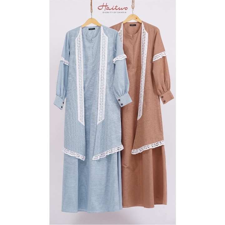 Haitwo Emerald 020 Brown Baby Blue Bahan Viscose Ramie Katun Bordir Gamis Kondangan BIG SALE MURAH