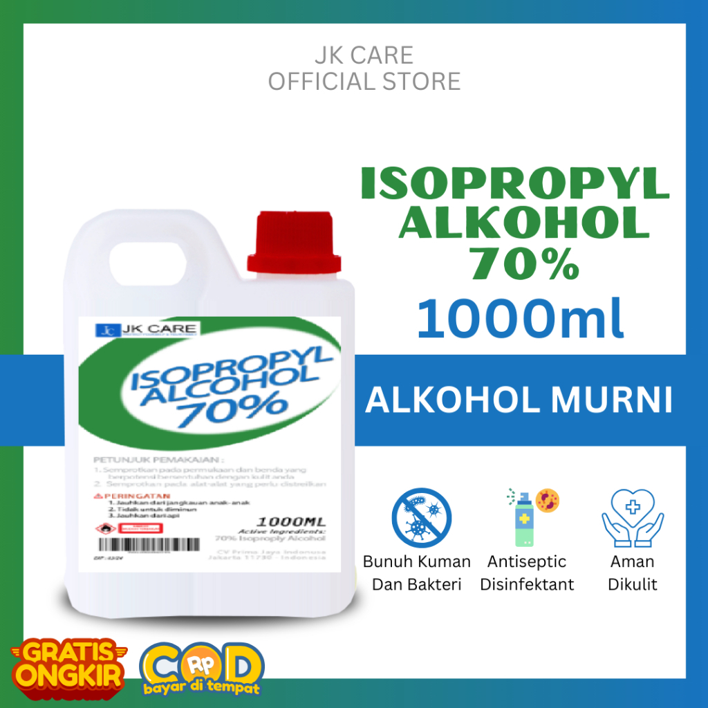JKCARE Isopropyl Alkohol 70% - Alkohol IPA 70% 1000ml