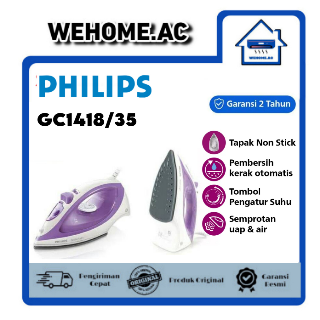Setrika Philips GC1418/35 Setrika Baju Tapak Keramik Gosokan Philips
