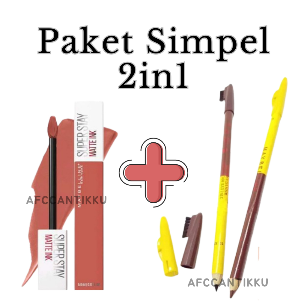 Paket Simpel 2in1 Pensil Alis + Lipcream / pensil alis 2 warna + lipceam tahan lam