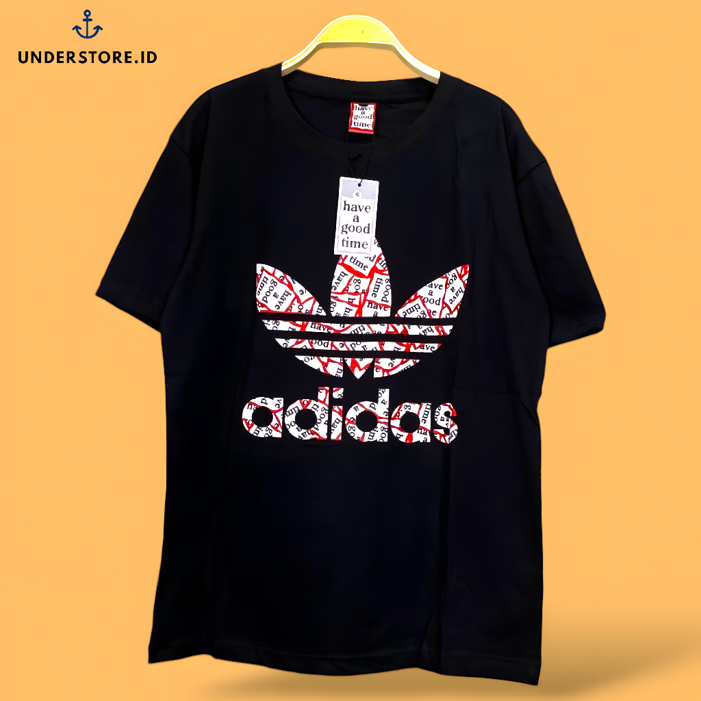 ADIDAS X Have A Good Time Shirt - Kaos Hagt Trefoil Red Script Black Fulltag