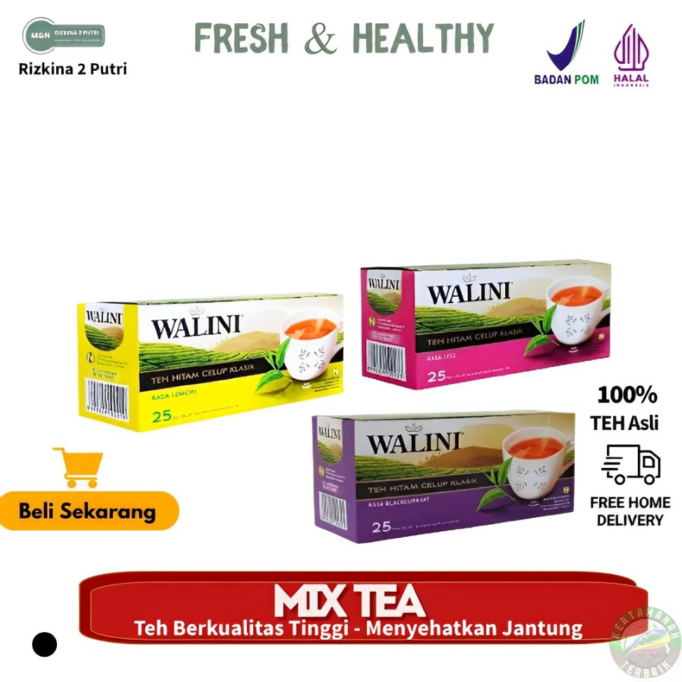 

3 BOX Teh Celup Walini Varian Rasa Blackcurrant Lemon Leci Jasmine Green Tea Teh Saring Premium