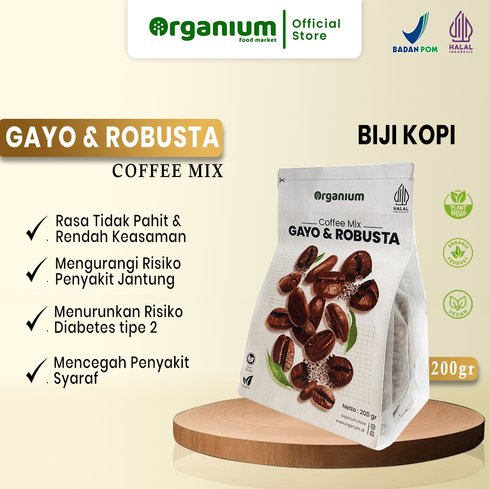 

Coffee Mix Gayo & Robusta ORGANIUM Gabungan Biji Kopi Gayo dan Robusta 200g