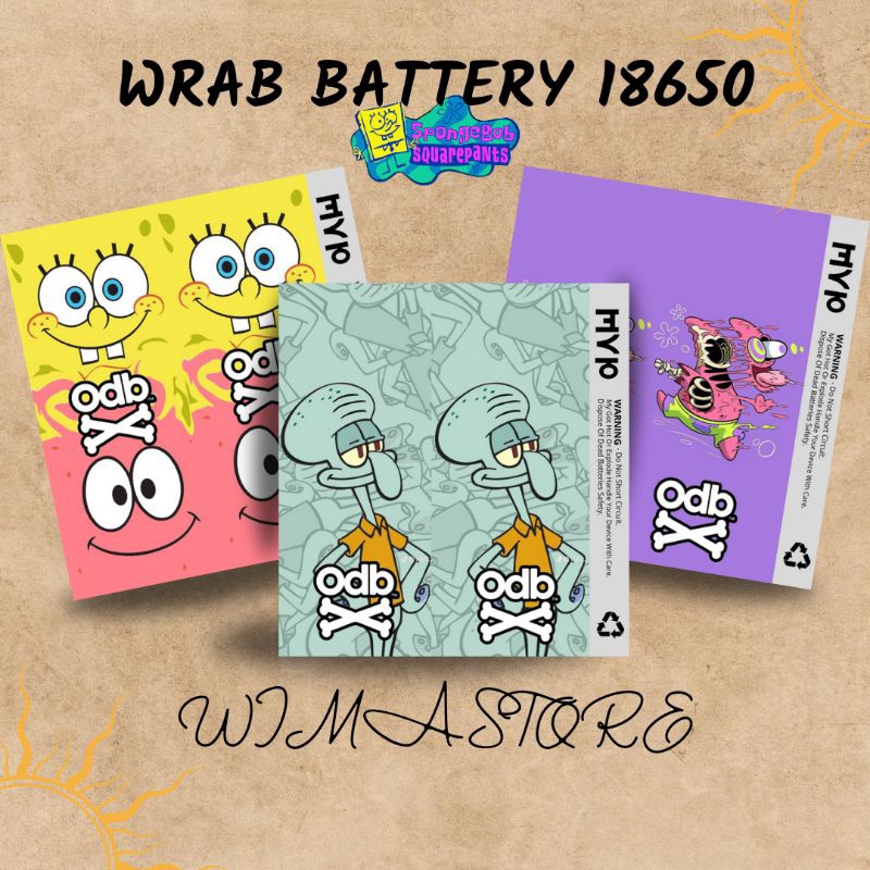 

Stiker Wrap Baterai 18650 ODB Full Motif Spongebob Edition Untuk Melindungi Baterai