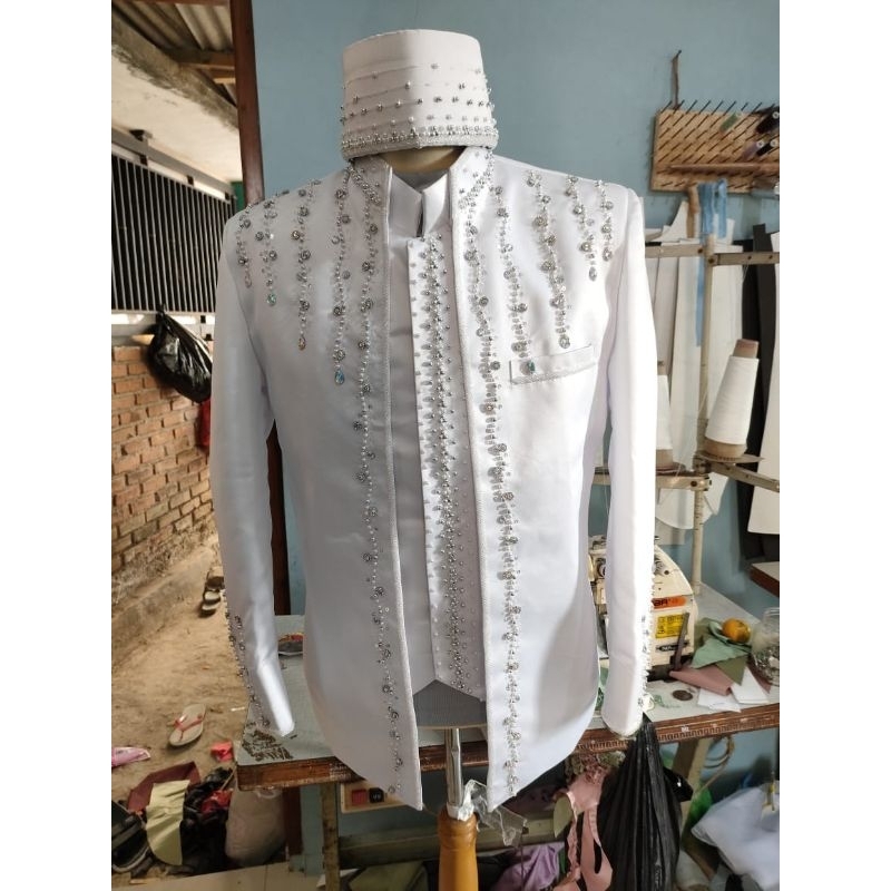 BAJU BESKAP PENGANTIN MODERN AB WOOL MODEL FLOWER PIN JAS NIKAH