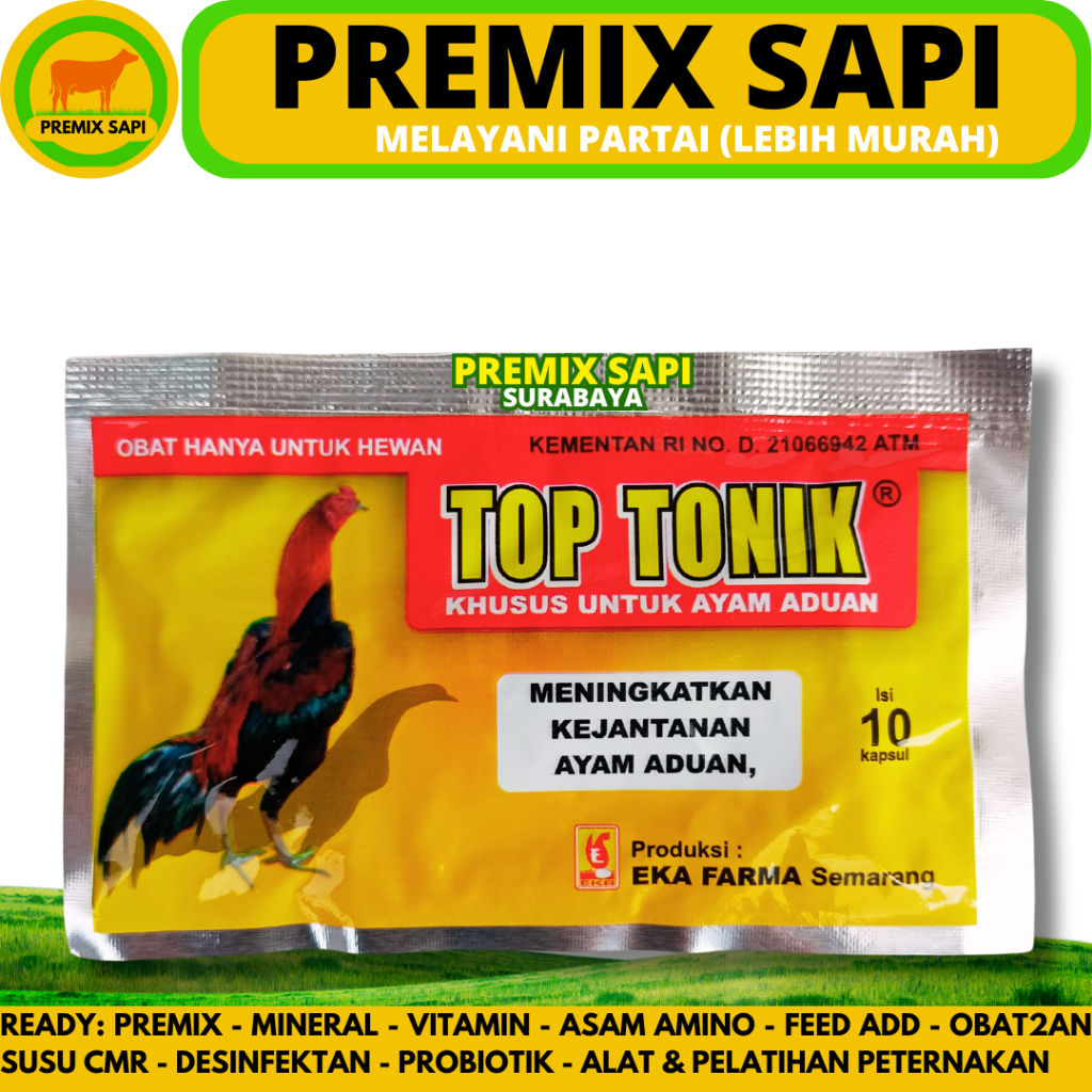 TOP TONIK 10 KAPSUL EKA FARMA - Top Tonic Meningkatkan Kejantanan Ayam Aduan lIke Super Top Vit Top 