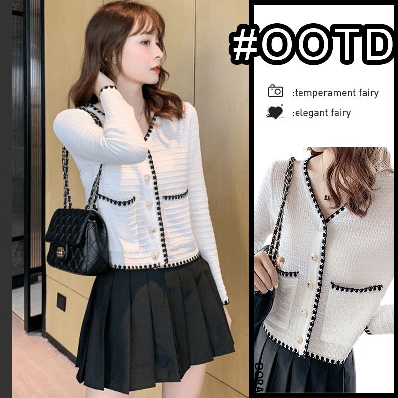 OORA baju atasan wanita terbaru Atasan Cardigan rajutan lengan panjang pendek kerah V-Neck/Cardigan 