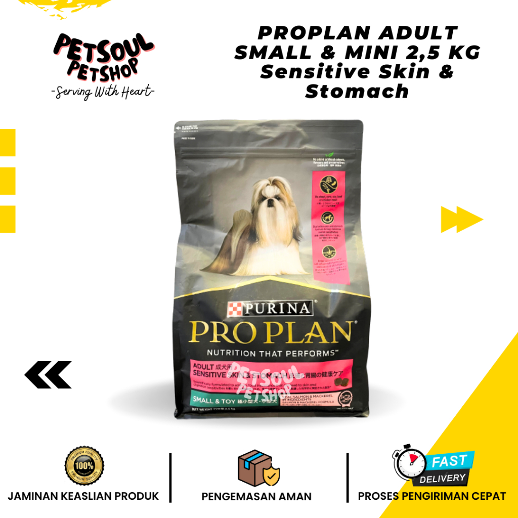 Pro Plan Dog Small & Toy Sensitive Skin & Stomach 2.5kg Salmon & Mackerel - ProPlan DogFood Makanan 