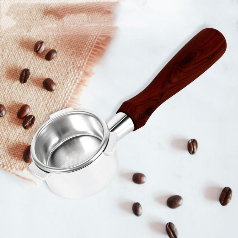 iCafilas Bottomless Naked Portafilter Delonghi Stainless Steel 51mm - NP52 - Brown