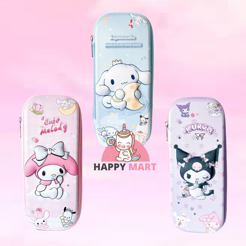 

Kotak pensil oval timbul motif sanrio kuromi / cinnamoroll / melody