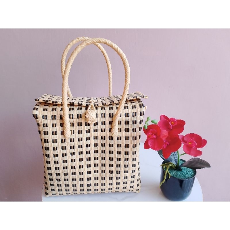 Tas Jali model koper full penutup/Tas anyaman bahan jali/Tas Handmade