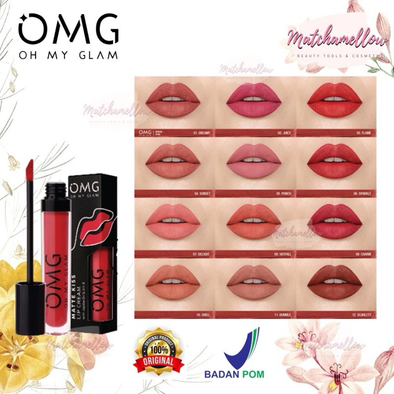OMG OH MY GLAM MATTE KISS LIP CREAM 3.5g ( LIPSTICK LIPSTIK LIPCREAM )