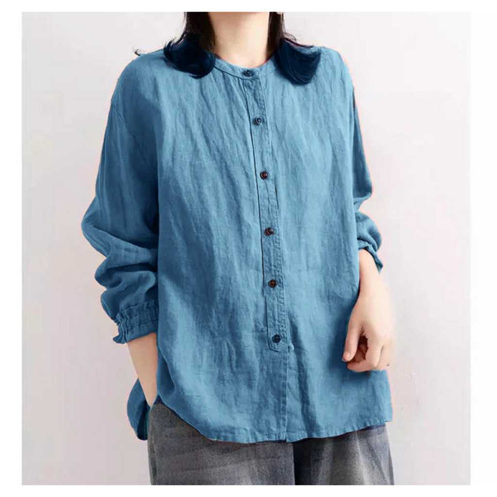 kualitas super blouse supra blouse overzise baju atasan wanita lengan panjang polos fashion