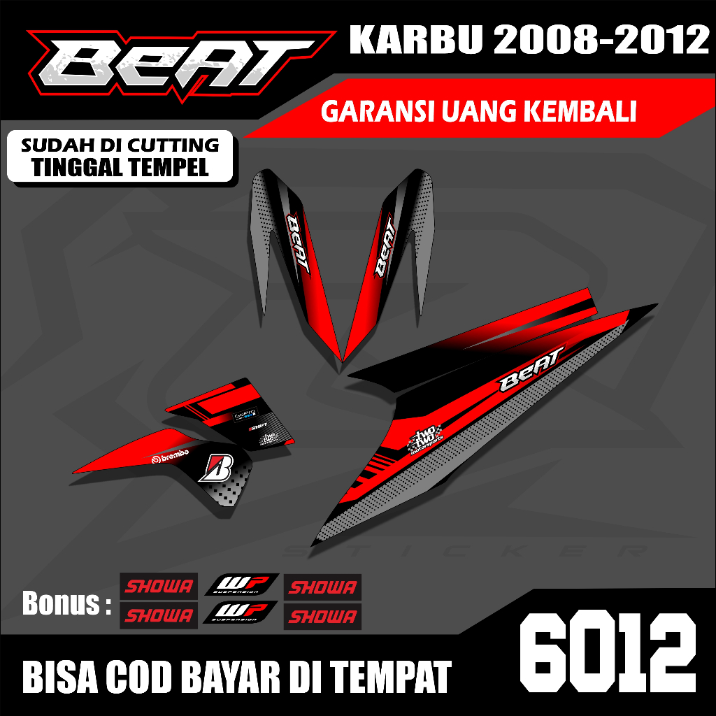 Striping  BEAT KARBU 2008-2012 Hitam Standar Honda Beat Karbu Lama