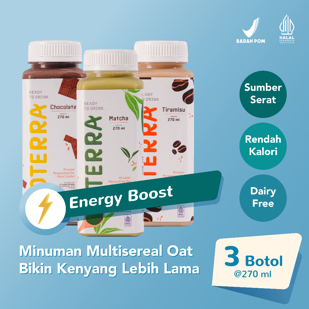 OTERRA Chocolate, Matcha, Tiramisu (3 Botol) - Extra Energy Boost