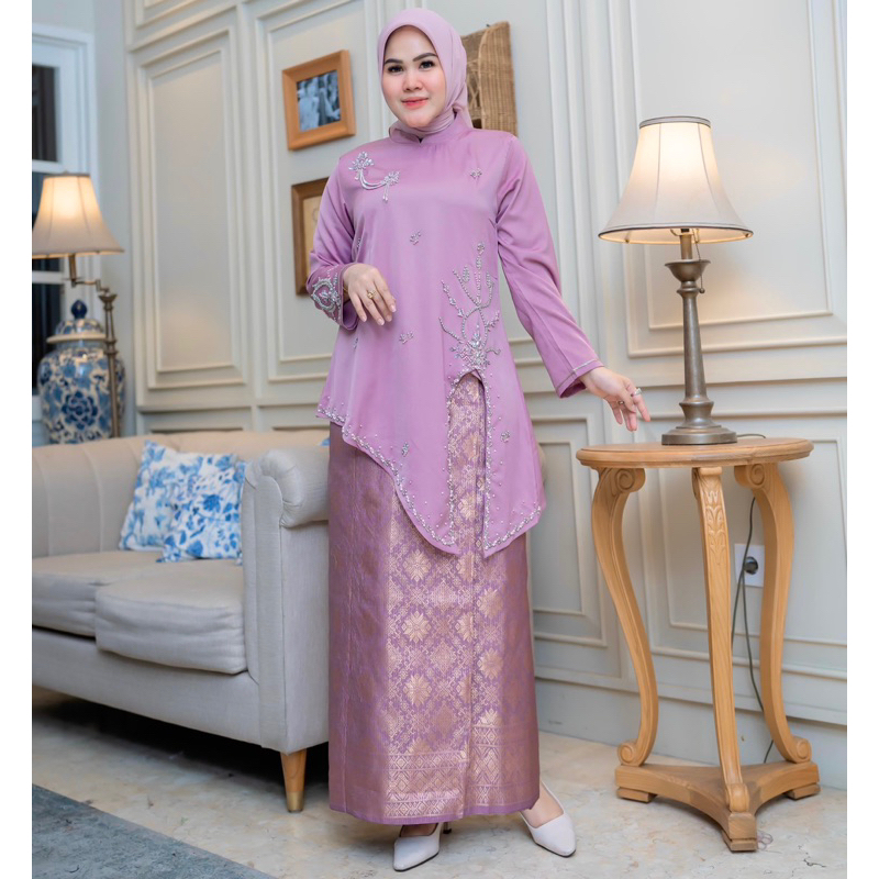 Tunik Valora Baju Kurung Payet / Stelan Baju Kurung Satin Missoni / Baju Kurung Payet Modern / Stela