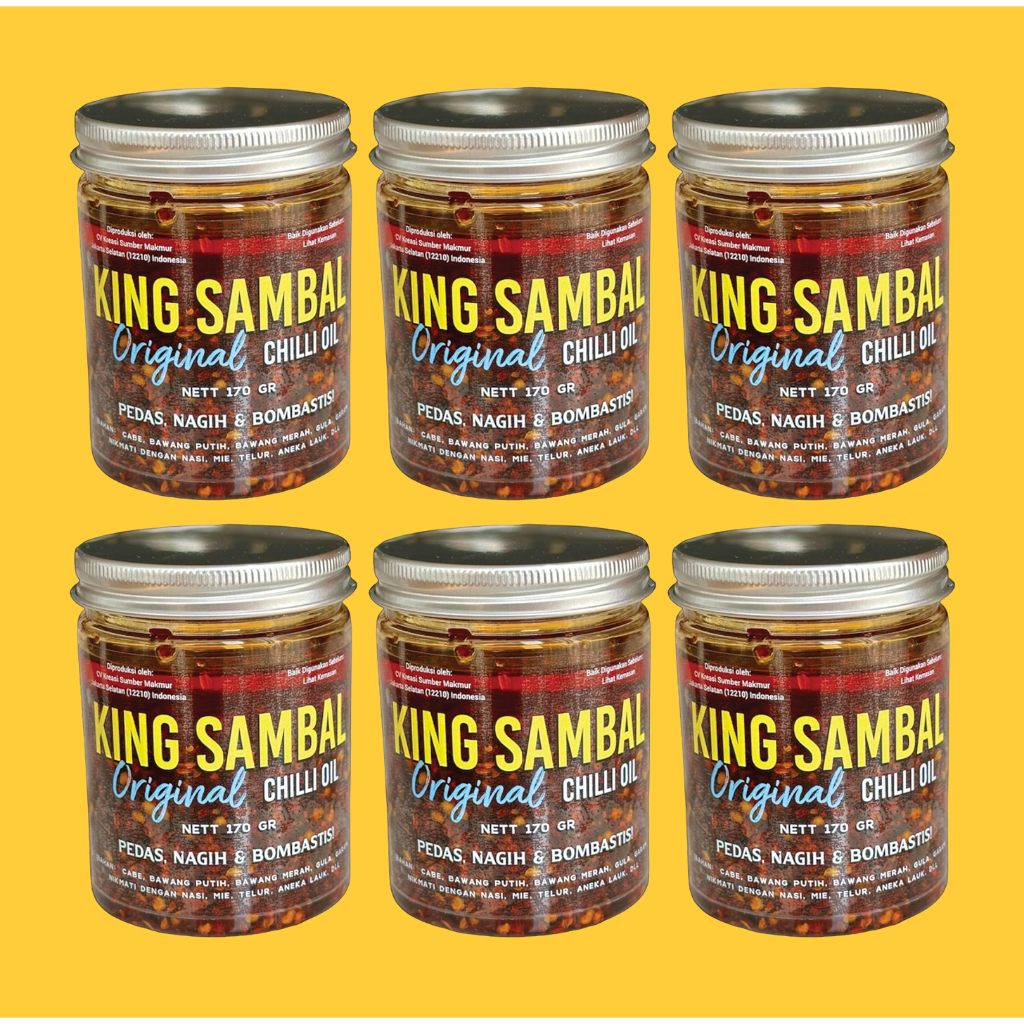 

KING SAMBAL Chilli Oil Original isi 6 toples, Saus Cabe Pedas, Harga Grosir
