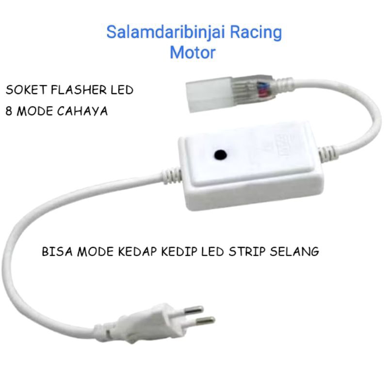 Soket Flasher Lampu Led Strip 2 Pin 8 Mode Cahaya Adaptor Led Selang Led Strip Lampu 5 Meter