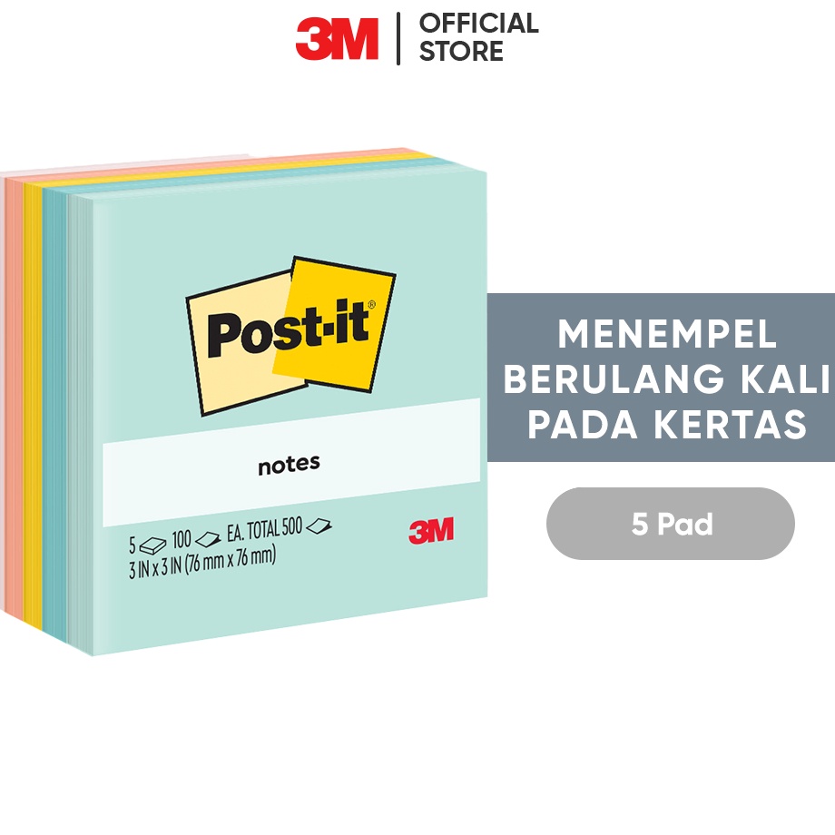 

SPESIAL BULAN INI 3M Postit Notes 6545AP Menempel berulah kali pada kertas 5 pad 76x76 mm Untuk berbgai permukan kertas
