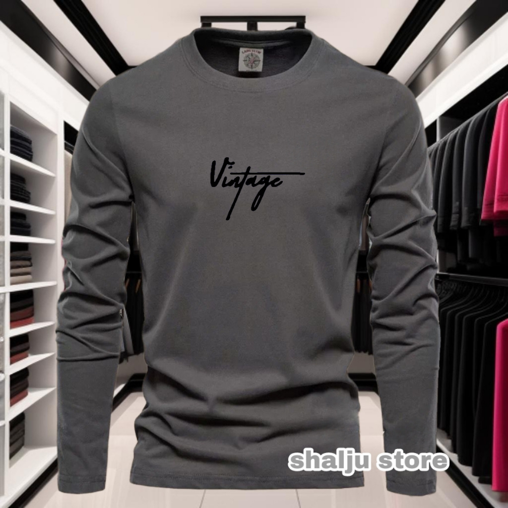 Baju kaus shirdistro lengan panjang wngky vitge motif hitam print/kaus premium impor pria wanita