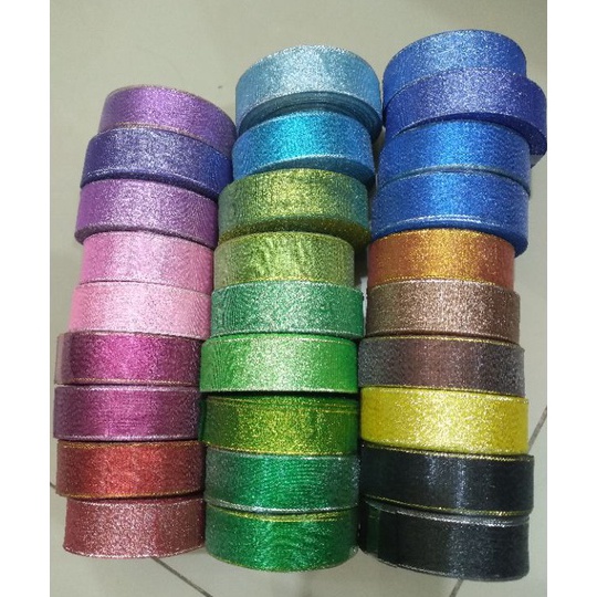 

Pita Metalik Pita Glitter 1inc 25mm 2yards Hargaroll