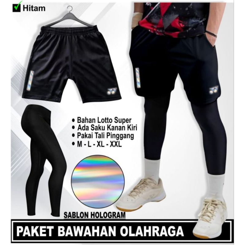 Celana pendek pria wanita dewasa olahraga badminton / celana panjang legging import olahraga bulutan