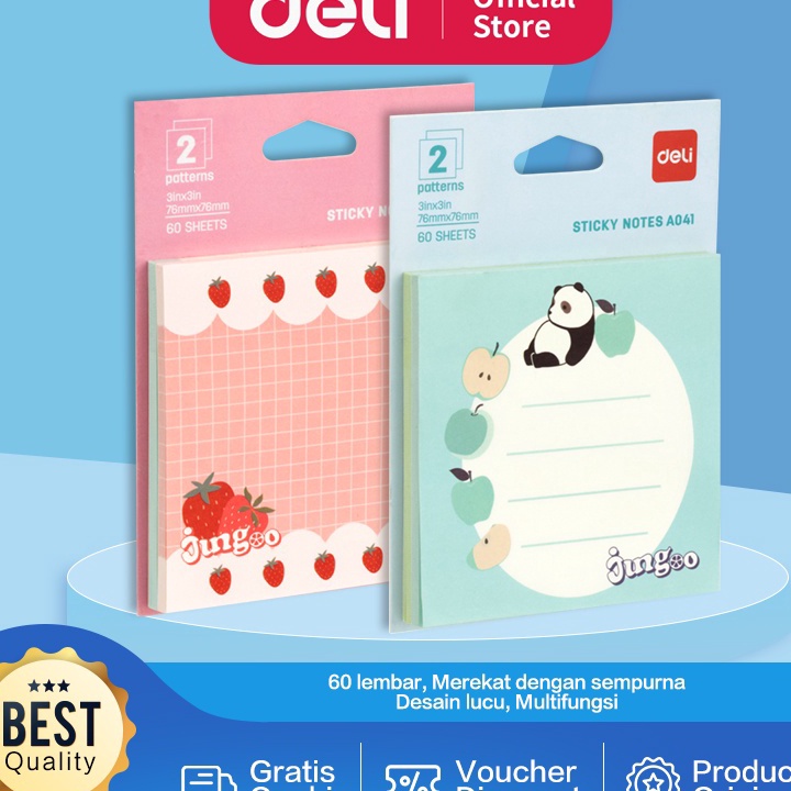 

SEGERA BELI Deli Sticky Notes Memo Tempel Lucu 6 Lembar Merekat Kuat EA41
