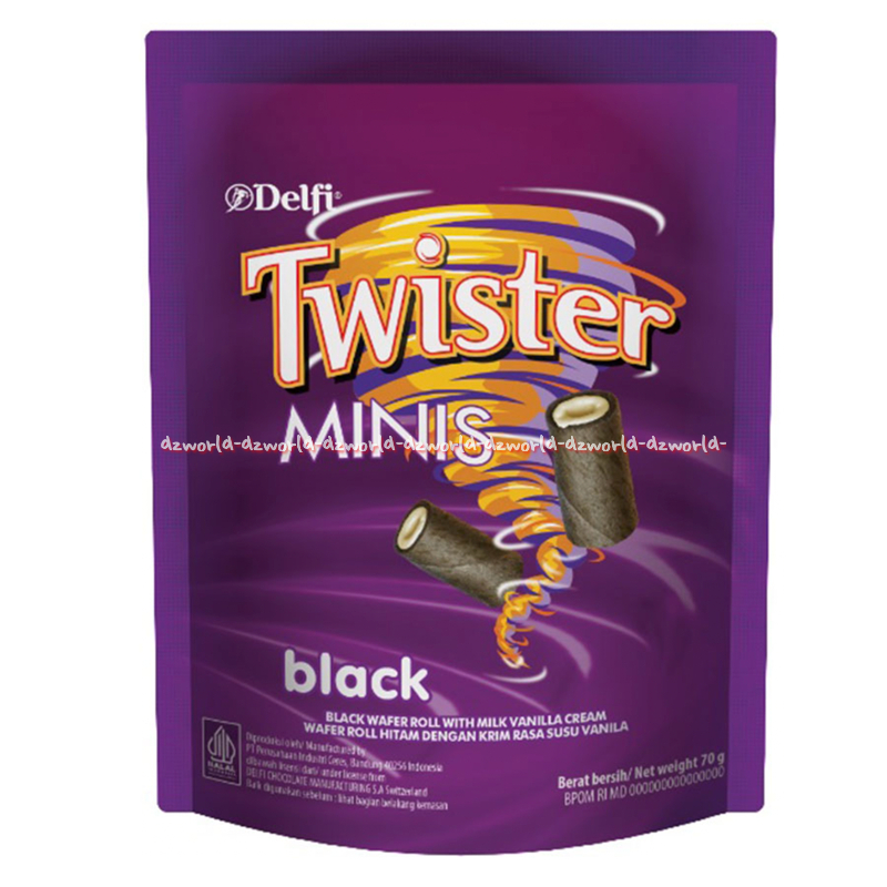 

Delfi Twister 70gr Minis Black Wafer Stick Kemasan Pouch Plastik