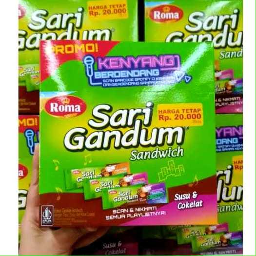 

RB Roma Sari Gandum Sandwich Susu Cokelat Isi 12 Pack @ 27 Gr Mayora