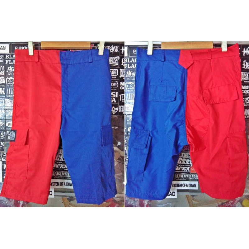 Celana Alpin Merah Biru Pendek Saku 6 Kompol Celana Punk