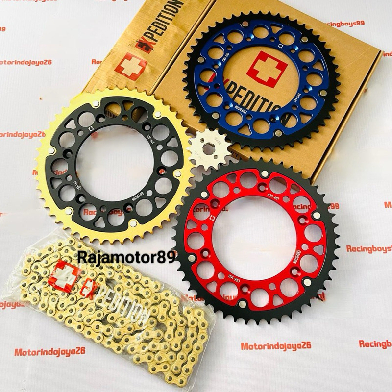 Gear set 520 Expedition CRF 150L CRF 230 set Rantai Expedition Original gold