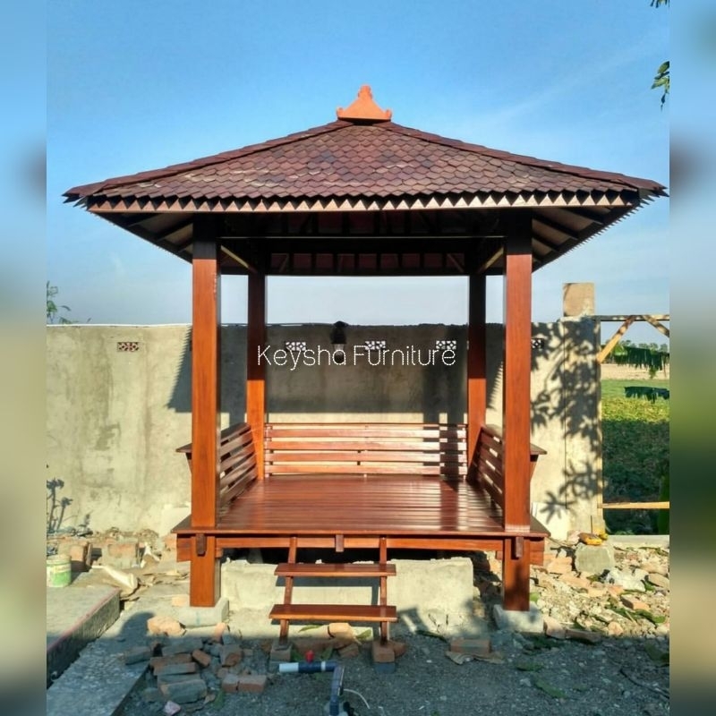 Gazebo Kayu Jati Minimalis 2x2m | Jual Gasebo Jati