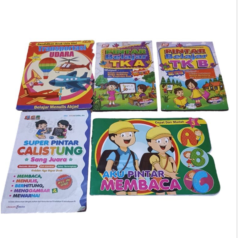 Buku bekas belajar membaca, tulis dan hitung anak TK