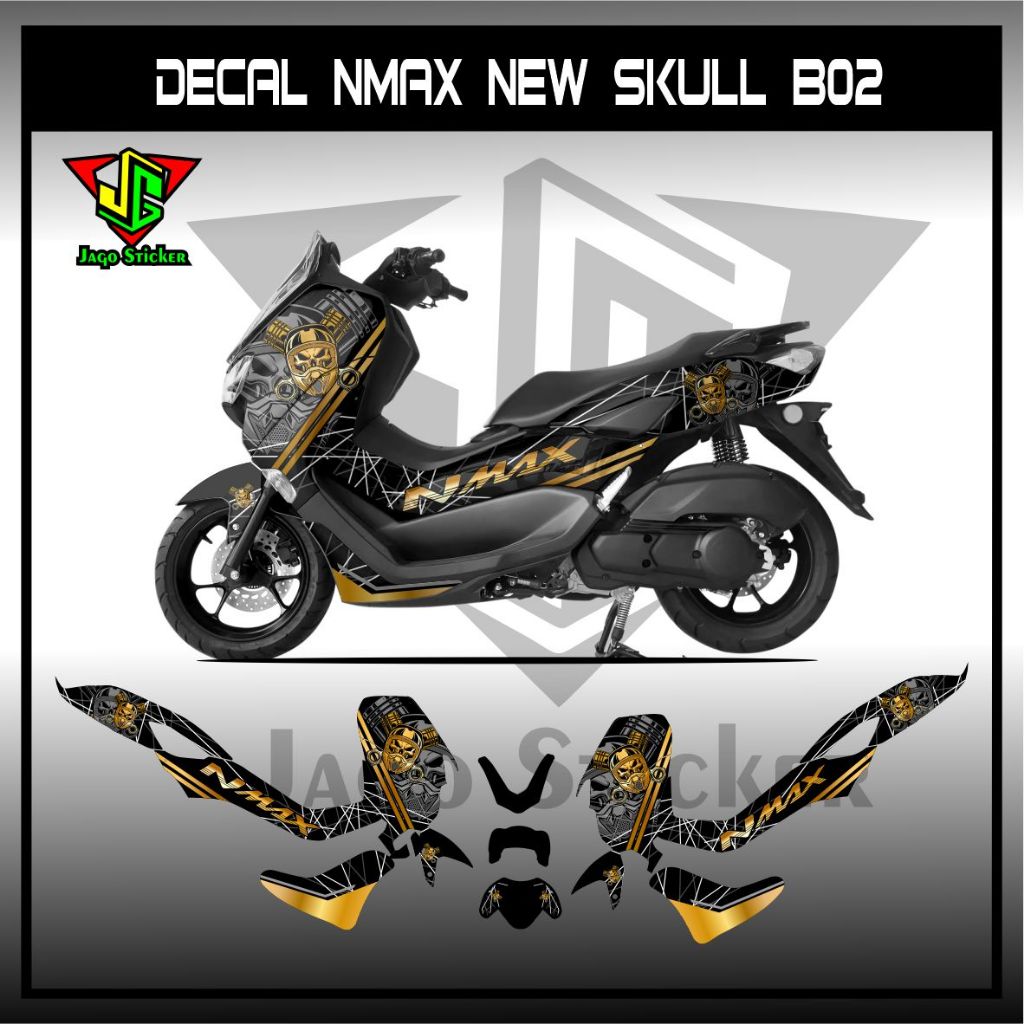 Decal Sticker New Nmax 2020 motif Skull gold / Sticker Striping Decal Yamaha Nmax, Sticker Decal nma