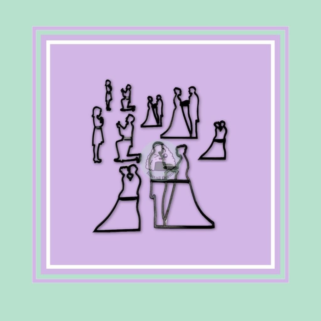 WEDDING SILHOUETTE SET alat dekorasi gula fondan pernikahan