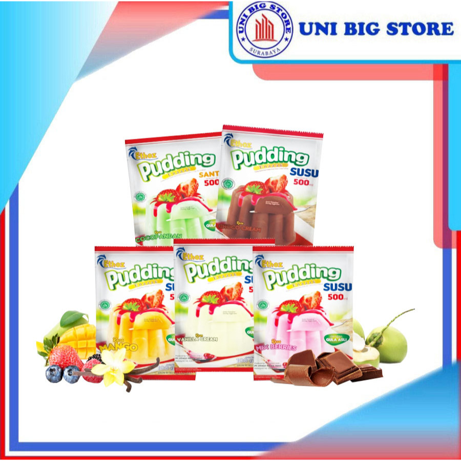 

Ethoz Pudding Enaaak Susu Santan Mango | Choco | Cocopandan | Mix Berries | Vanilla 100 gr