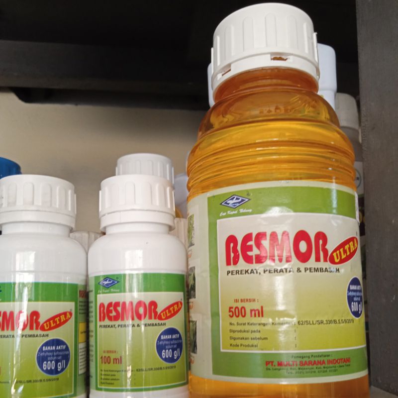 perekat pestisida BESMOR ULTRA cap kapal terbang kemasan 100 & 500 ml