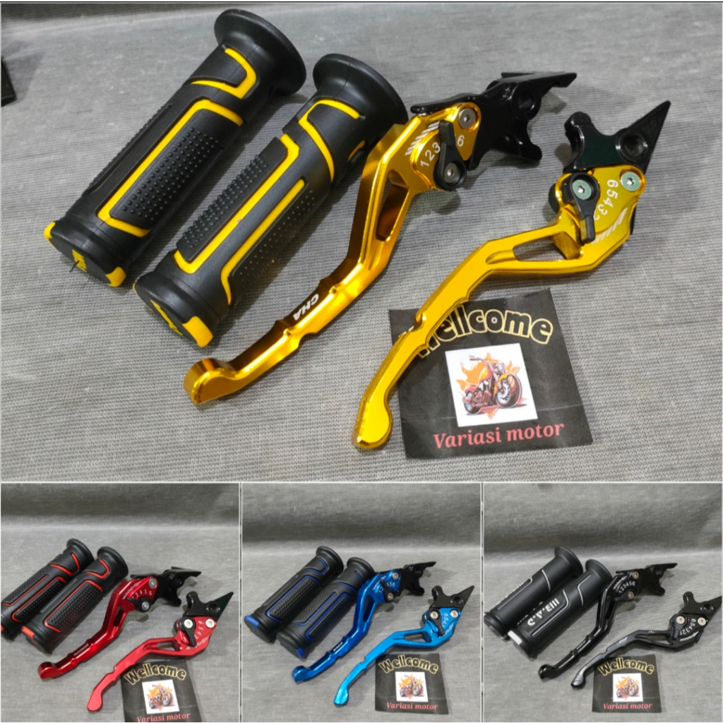 HANDLE REM DAN KOPLING VARIASI FULL CNC UNTUK TIGER / VERGA / CB150R / SATRIA FU MERAH HANDLE + GRIP