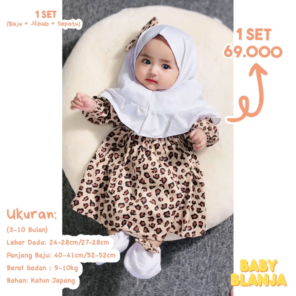 Gamis Bayi Perempuan 6 12 Bulan Elmira / Zahra Set