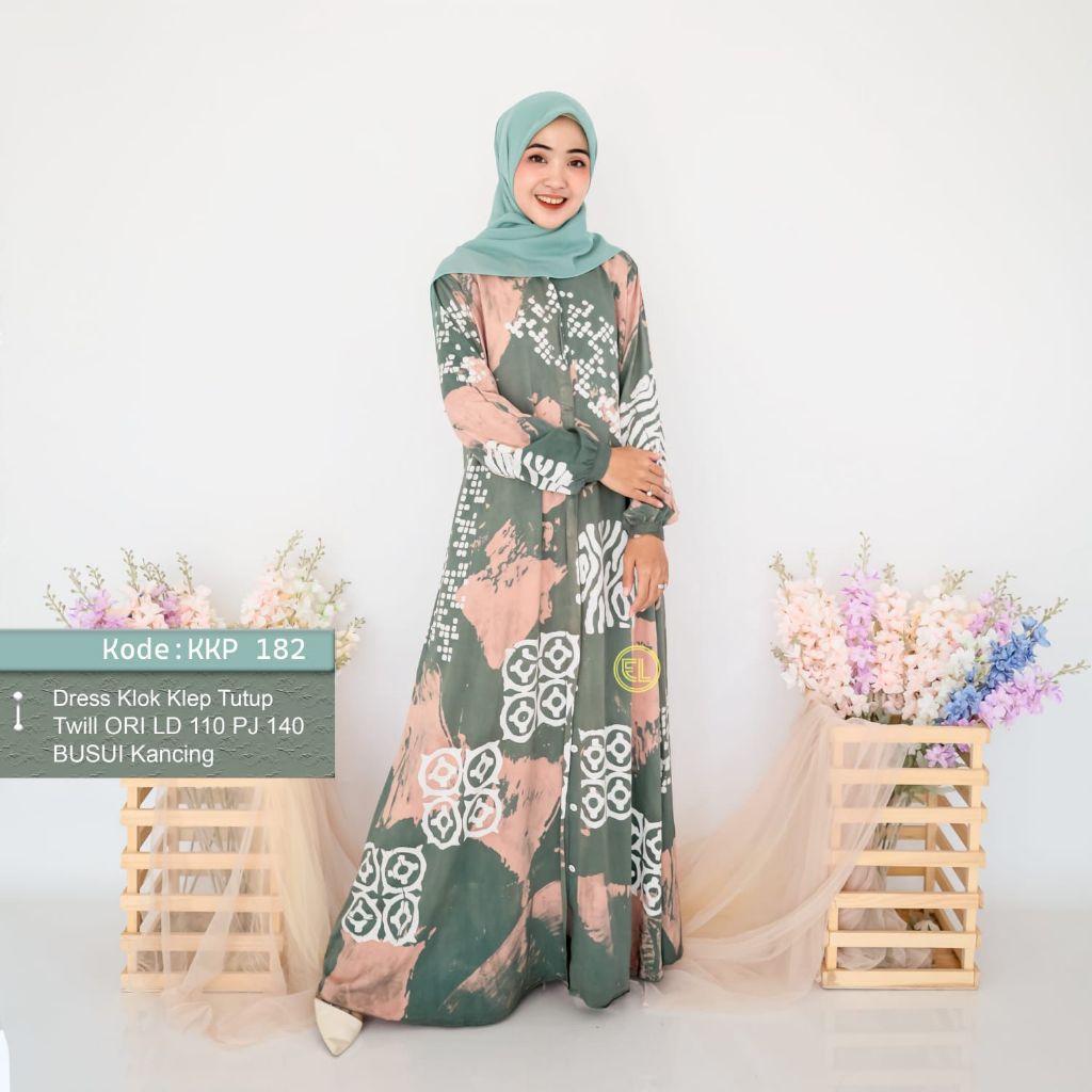 Gamis Twill Ori Elzhaf Batik Pekalongan LD 110 cm