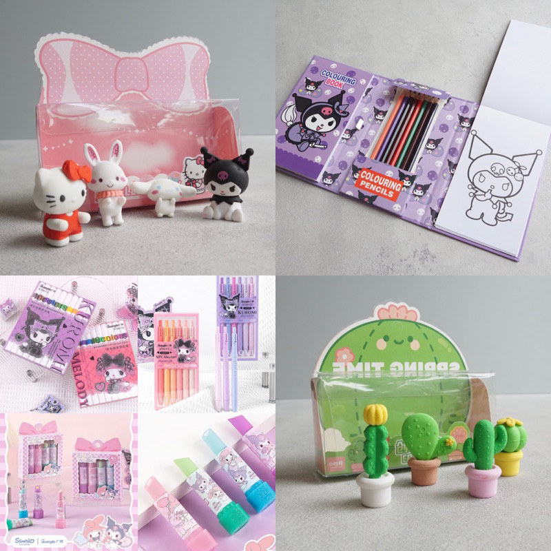 

Sanrio Set: Stationery | highlighter pen eraser | kuromi my melody hello kitty | spidol pulpen penghapus buku mewarnai alat tulis
