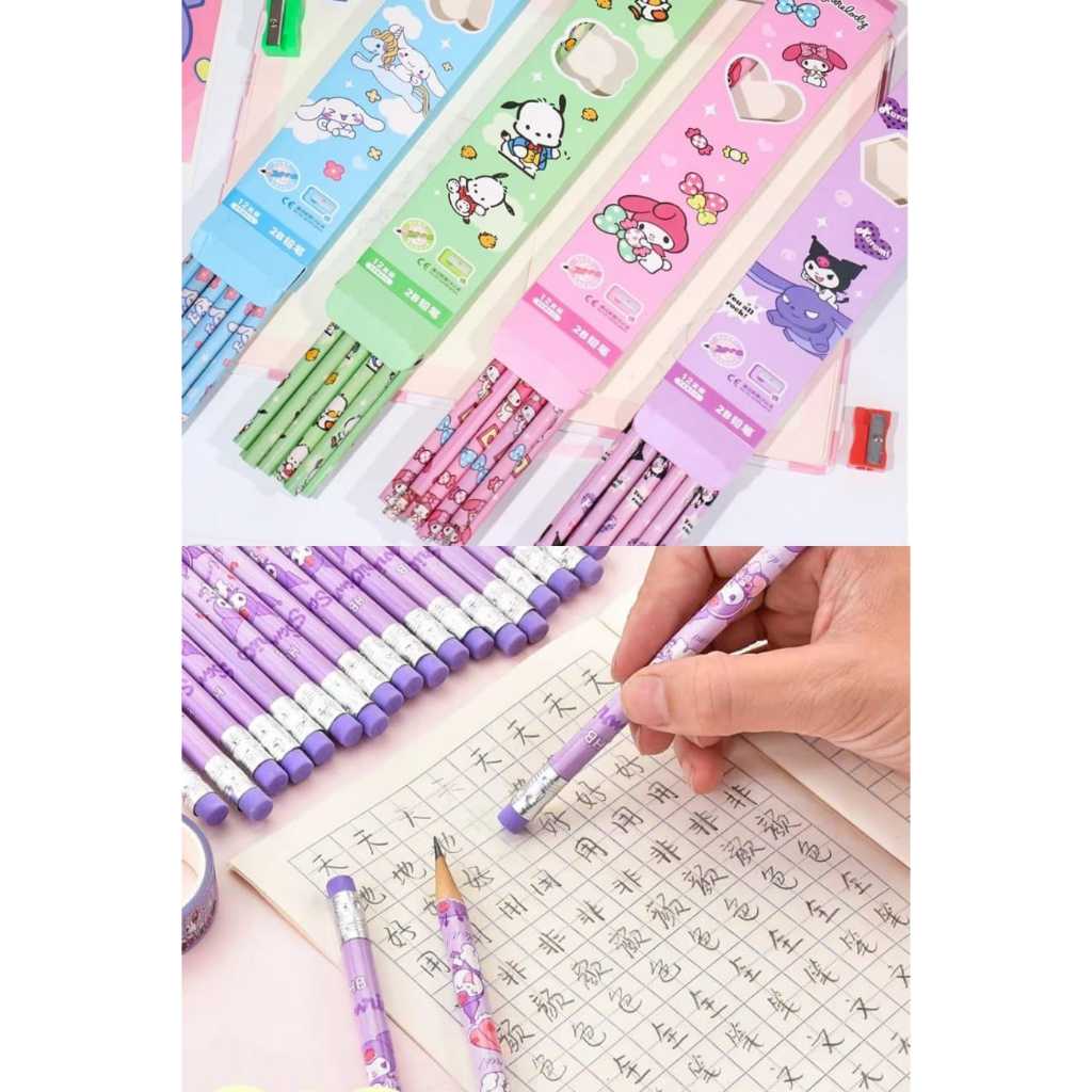 

READY 12 PCS / 1 BOX PENSIL KARAKTER SANRIO ADA KUROMI MELODY CINAMOROL DLL PENSIL BATANG SANRIO UNTUK BELAJAR ANAK