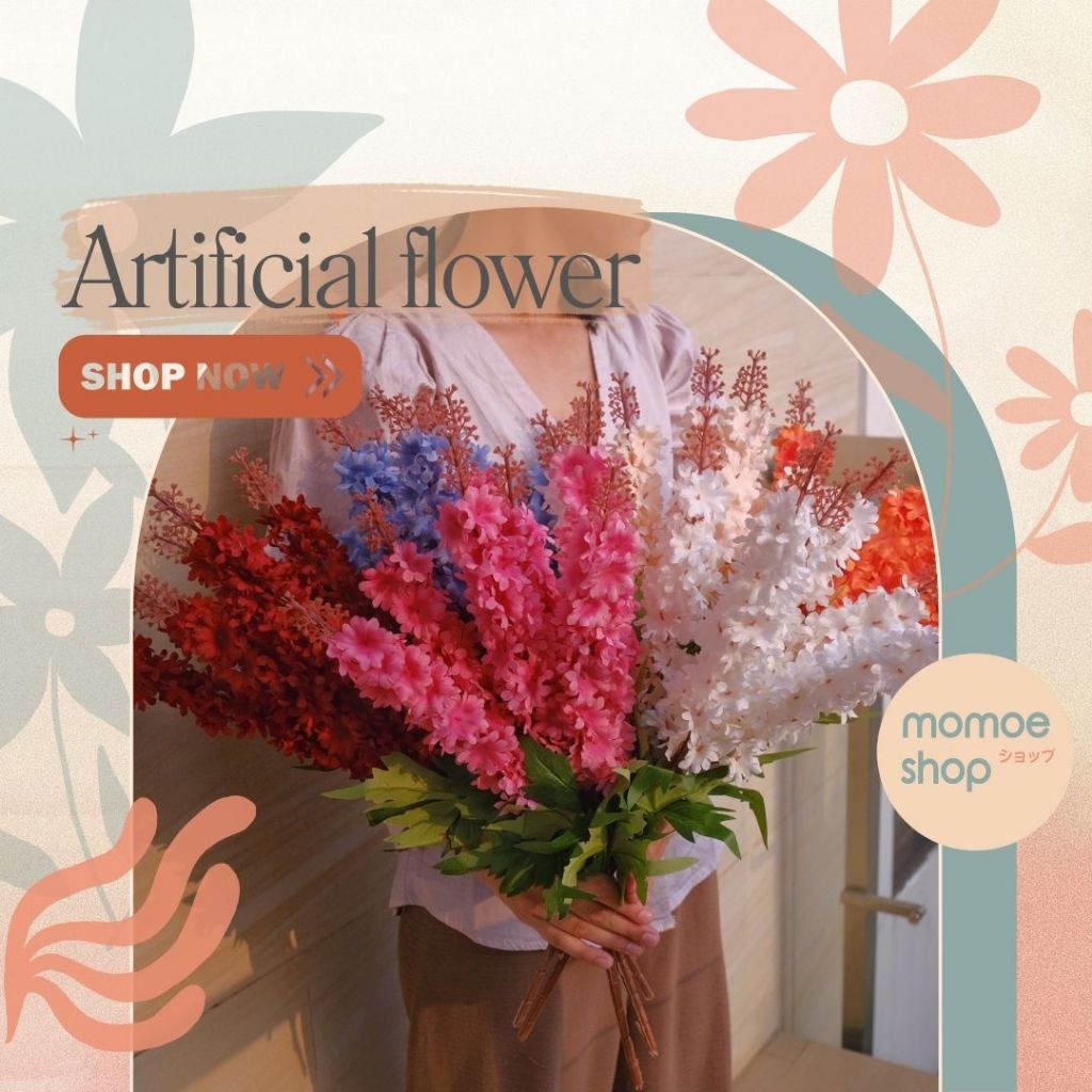 Bunga Delphinium bunga hyacinth flower jumbo plastik imitasi palsu artificial snapdragon silk latex 