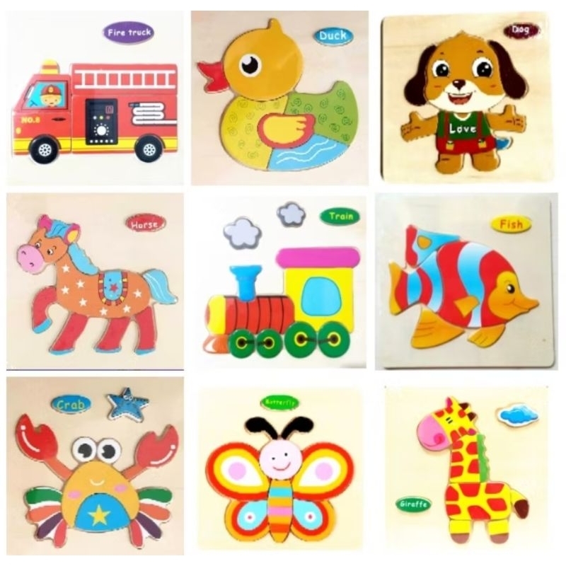 Puzzle Mini Pastel Wooden Mainan kayu Edukasi anak