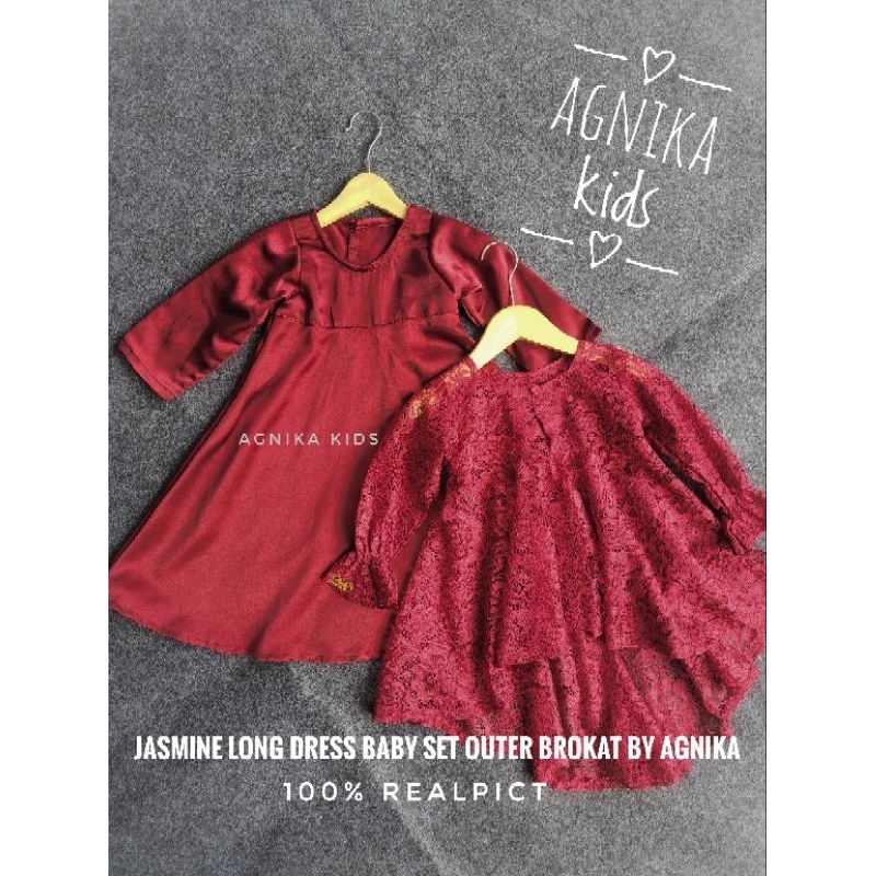 AGNIKA - Jasmine Gamis baby Set outer BROKAT Super Premium( 2 in 1) 100% Realpict